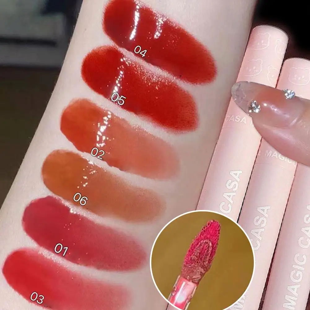 Rouge à Lèvres Hydratant et Brcorporelle à l'Eau, 1 Pièce, Effet Miroir Gelée Jules, 6 Couleurs, Teinte Liquide Rouge, Cosmétique Durable, O4V9