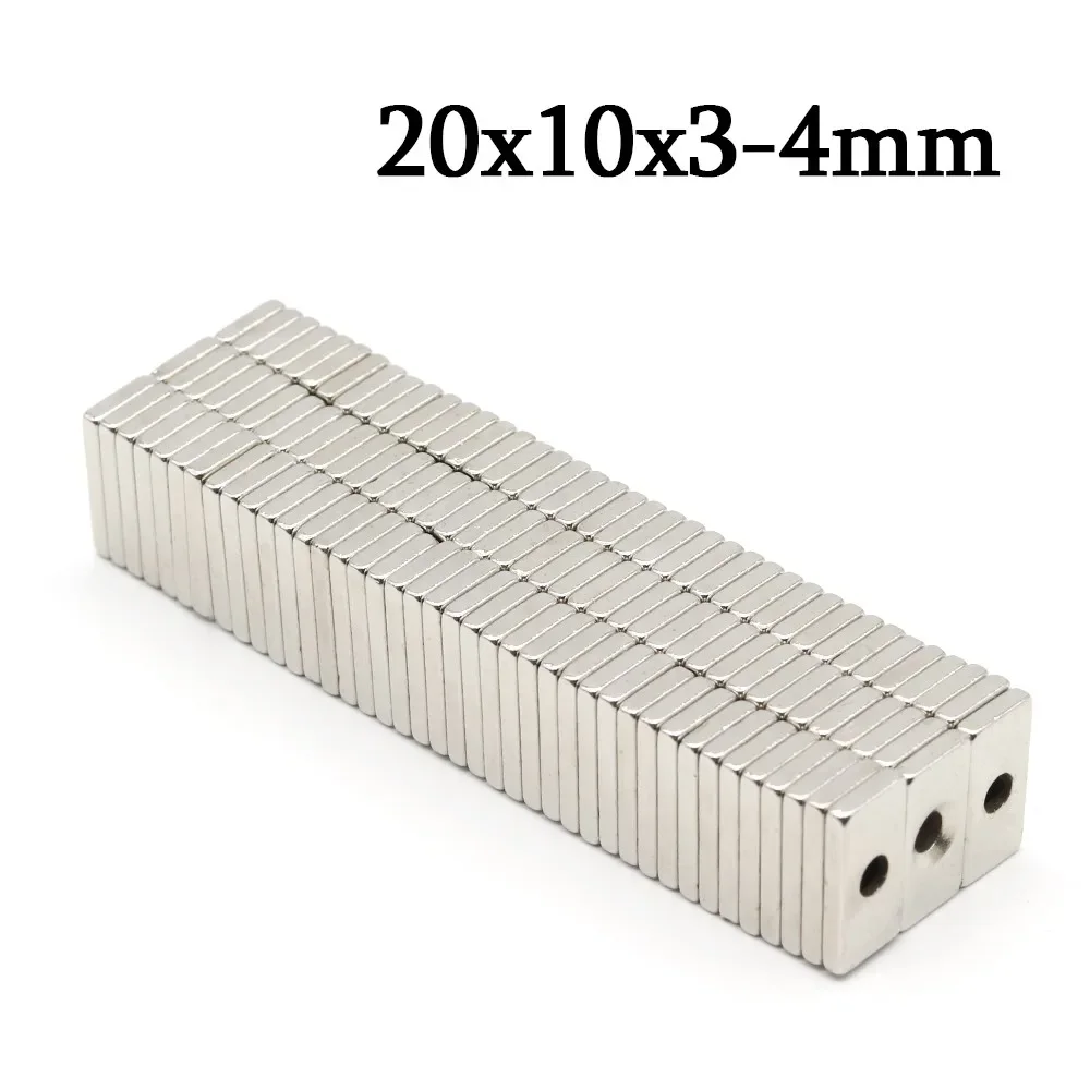 

20x10x3-4 Super Strong Block With Holes Neodymium Magnet Powerful Magnets N35 small Permanent Magnetic NdfeB Refrigerator Magnet