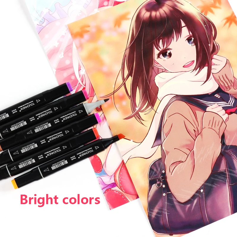 مجموعة أقلام تحديد الكحول ذات طرف مزدوج من 40-168 لونًا، أقلام تحديد مع حقيبة تخزين للأطفال البالغين، صناعة بطاقات الرسم والتلوين