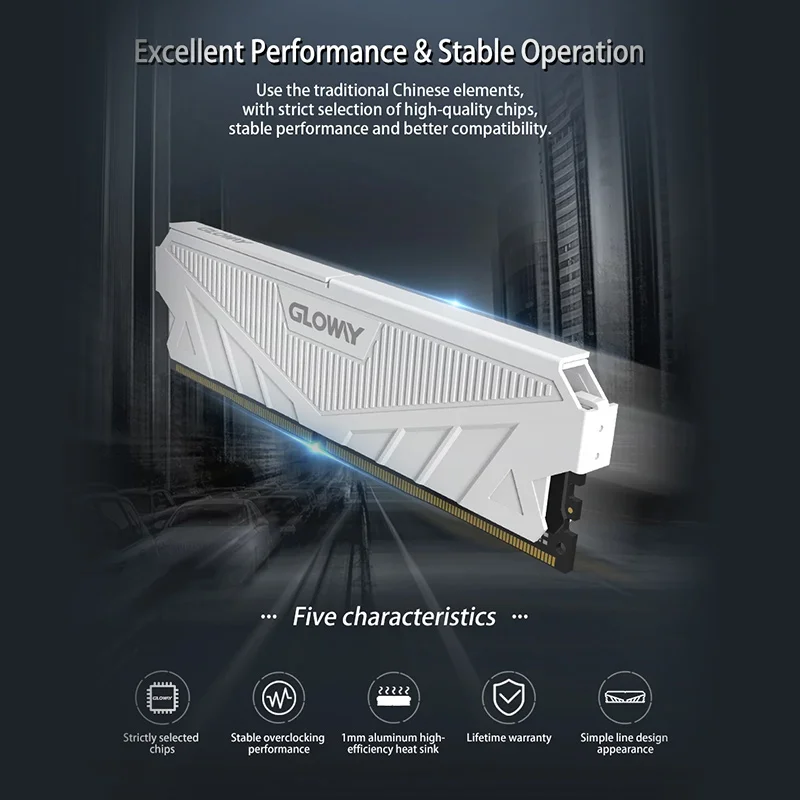 Gloway memoria ram ddr4 8gb 16gb 3200MHZ desktops ram ddr4 3200mhz 8gbx2 XMP2.0 288Pin UDIMM dual channel memoria for PC gamer