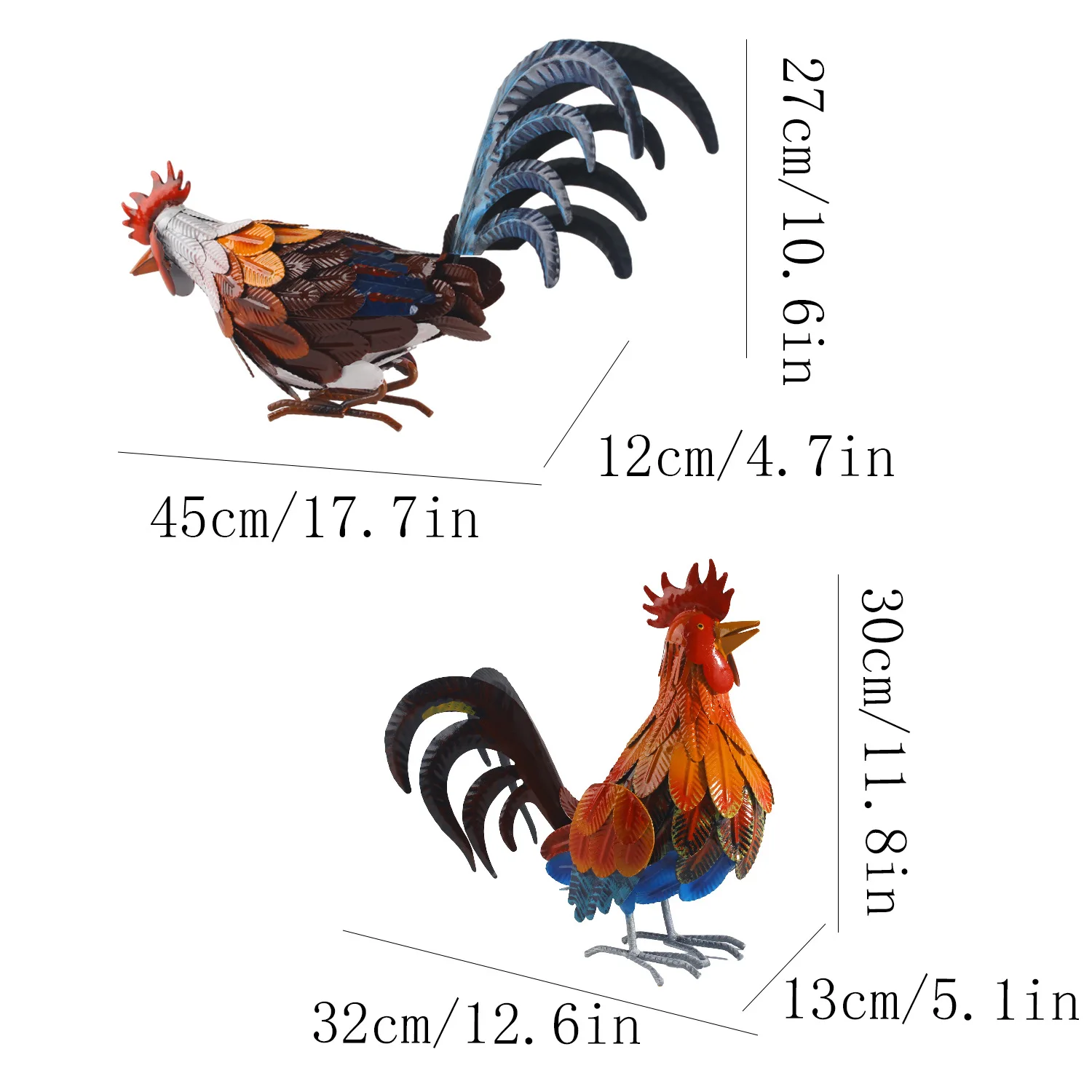 Rooster Yard Ornament - Durable Metal Construction, Unique Creative Design, Outdoor Garden Decoration, Perfect Gift for Home Ext