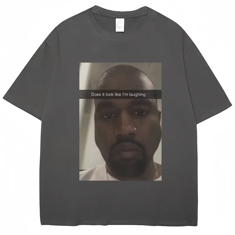 Kanye West funny meme Tshirt looks like Im laughingHumorous short sleeved retro oversized Tshirt suitable forwomen\'s street wear