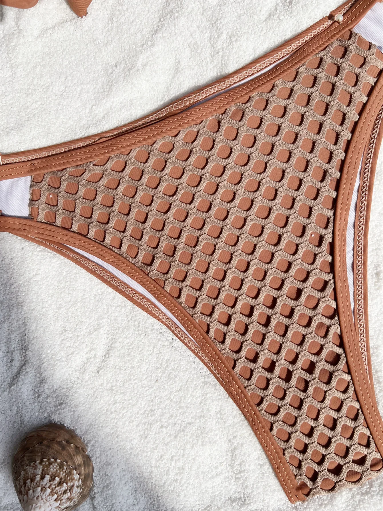 セクシーなコーヒーラティスプッシュアップビキニセット、ツーピース、2024年、女性用、タイバックレス、ハイウエスト水着、水着、ビキニ、タンキニ