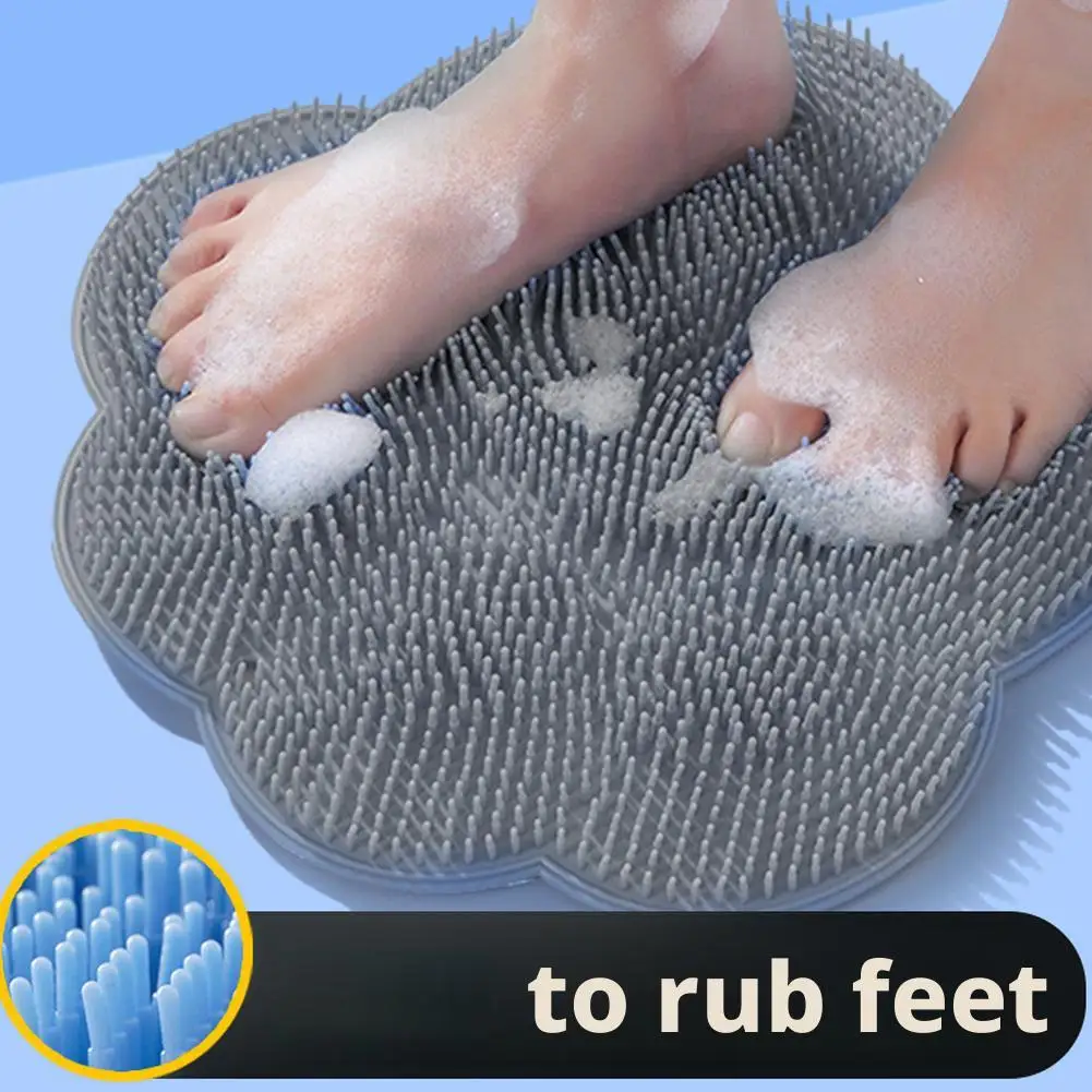 New Bathroom Use Silicone Non-slip Foot Basin Cleaning Pad, with Suction Cup for Exfoliation Shower Head Massage Bath Brush
