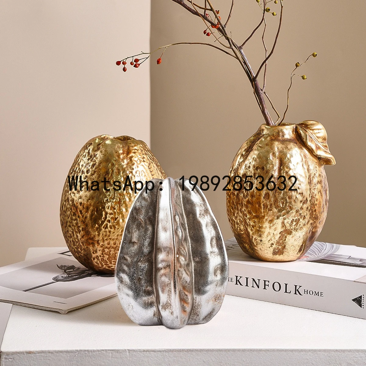 

Ceramic Vase Golden Star Fruit Vase Simulated Fruit Ornaments Lemon Flowerpot Flower Arrangement Accessories Home Decoration