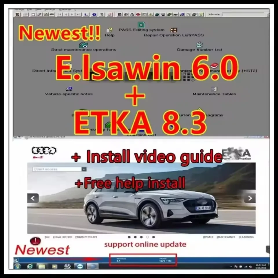 2025 elsawin 6.0 with etka 8.3 software Newest Repair Software Group Vehicles Electronic Parts Catalogue for A-udi for V-W A