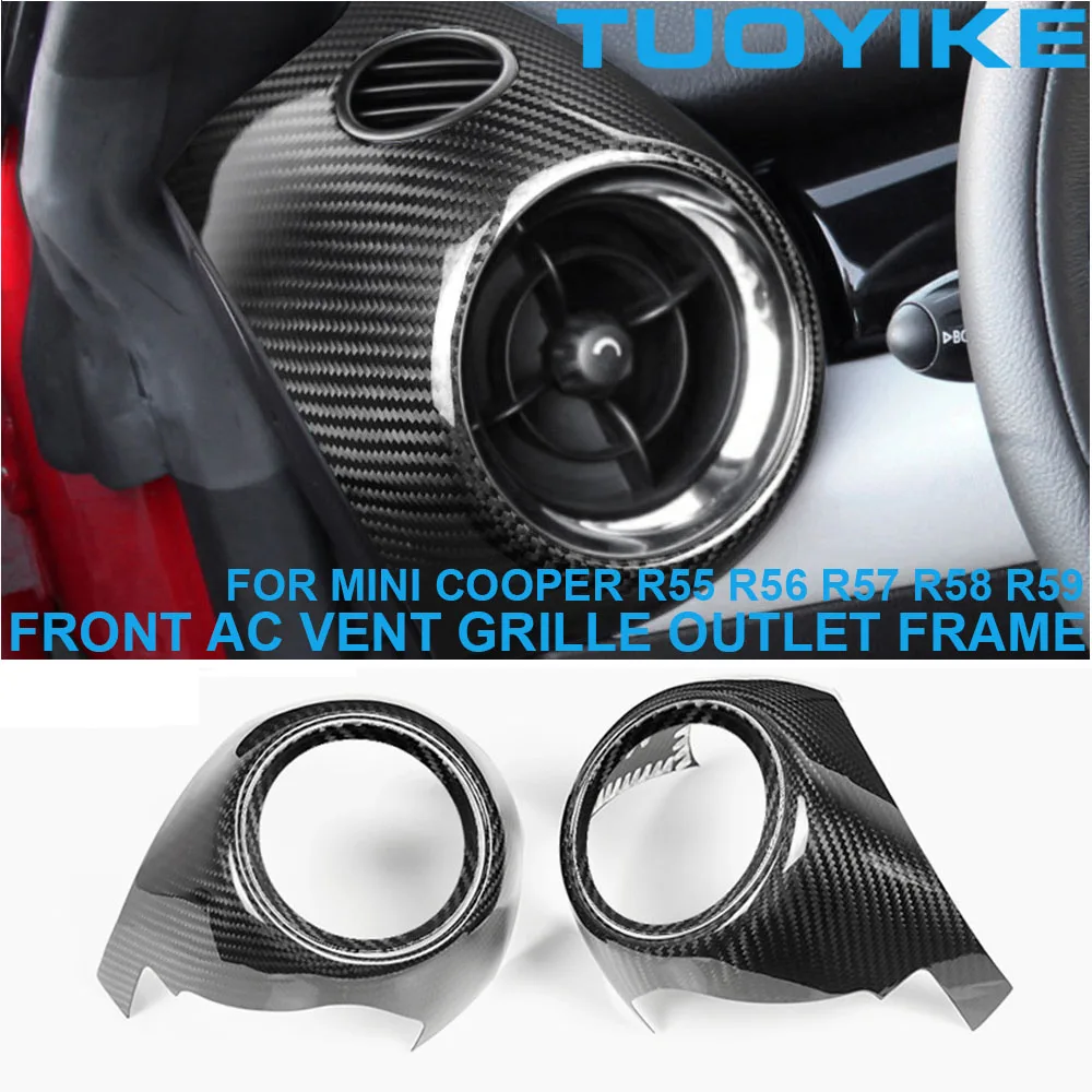 

Car Real Dry Carbon Fiber Front AC Vent Grille Outlet Frame Trim Cover Decoration Decal For BMW Mini Cooper R55 R56 R57 R58 R59