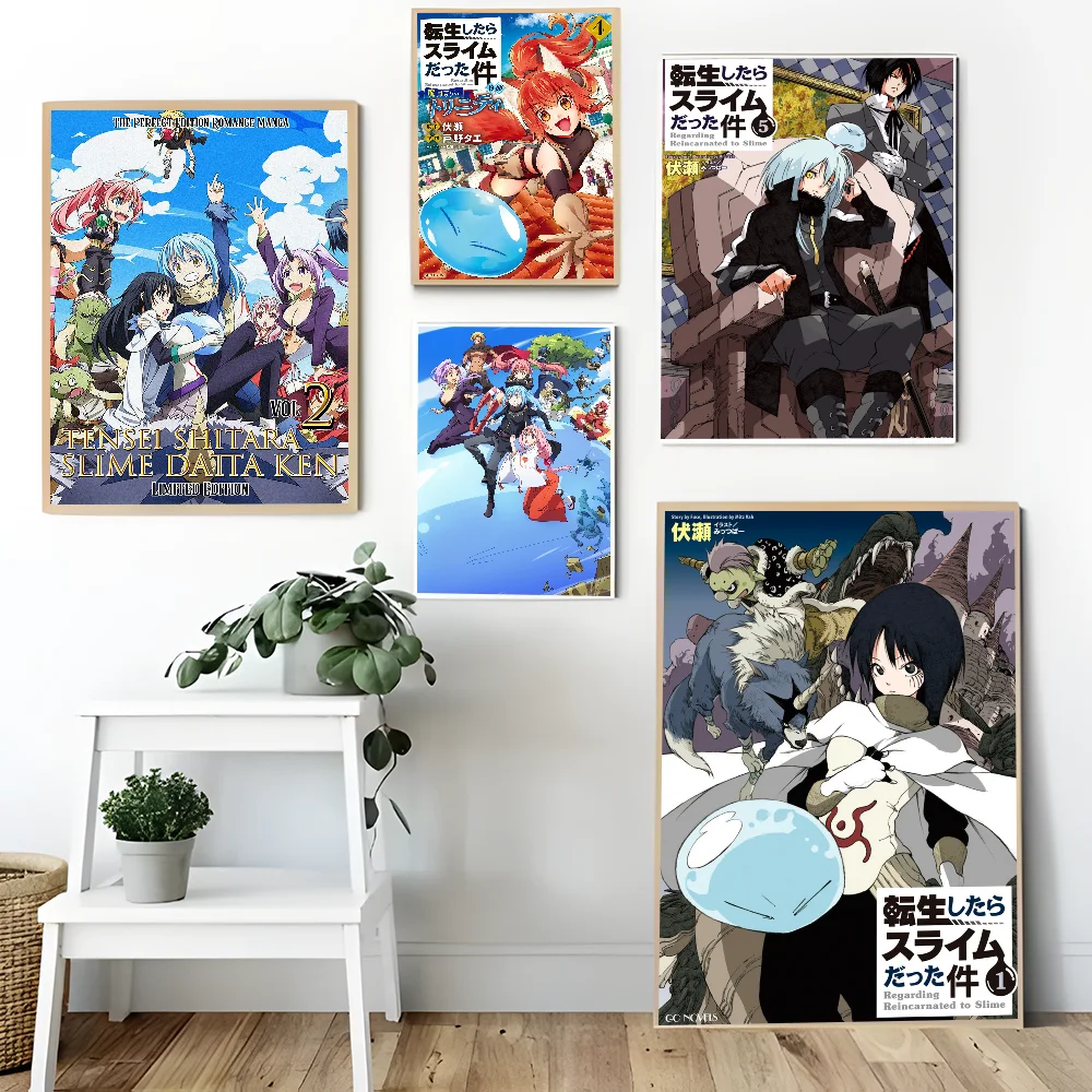 Tensei Shitara Slime Datta Ken Movie Sticky Posters Whitepaper Sticker DIY Room Bar Cafe Posters Wall Stickers