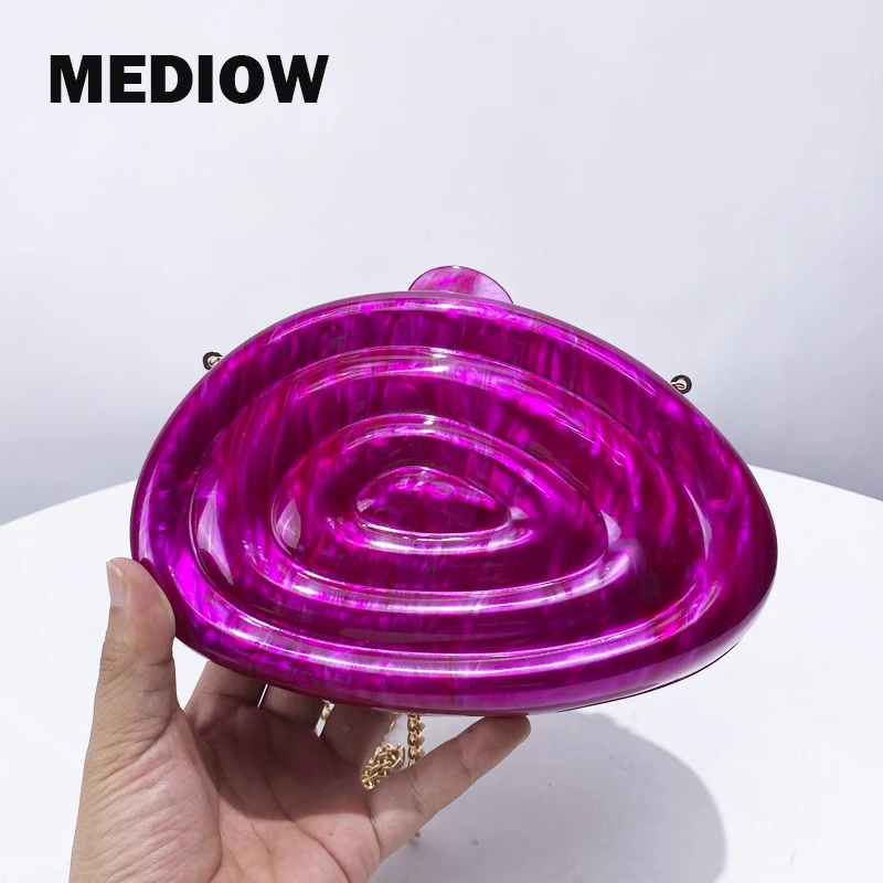 MEDIOW Acrylic Swirl Pattern Snail Motive Evening Bags For Women Luxury Designer Handbags And Purses 2024 New In Clutch Shoulder