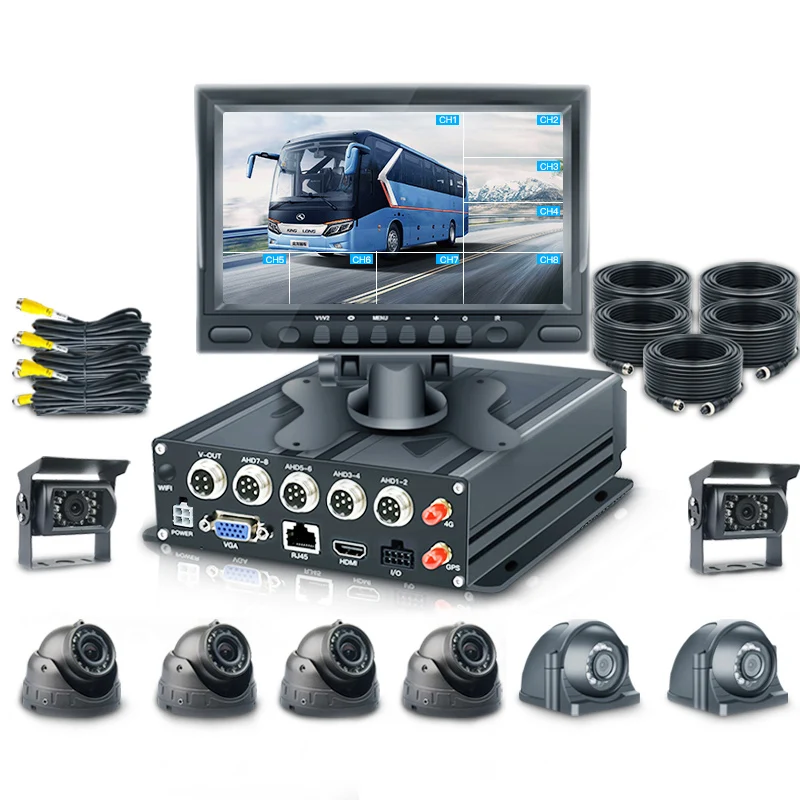 Truck Bus 4G GPS CCTV Camera DVR 8 Channel 6CH 4 Channel AHD DVR 7 Inch Security System DVR Car Black Box