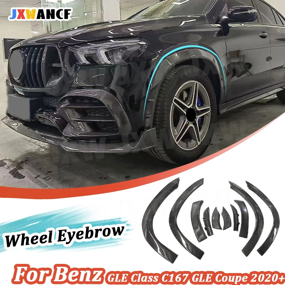 JXWANCF for Benz GLE Class C167 GLE Coupe 2020+ Carbon Fiber Car Fender Flares Wide Body Wheel Eyebrow Side Wheel Trims