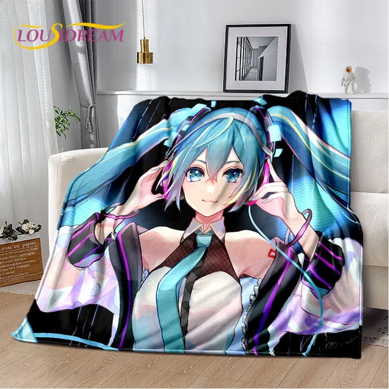 3D Cute M-Mikuu Cartoon Music Characters Blanket,Soft Throw Blanket for Home Bedroom Bed Sofa Picnic Office Cover Gift Kids