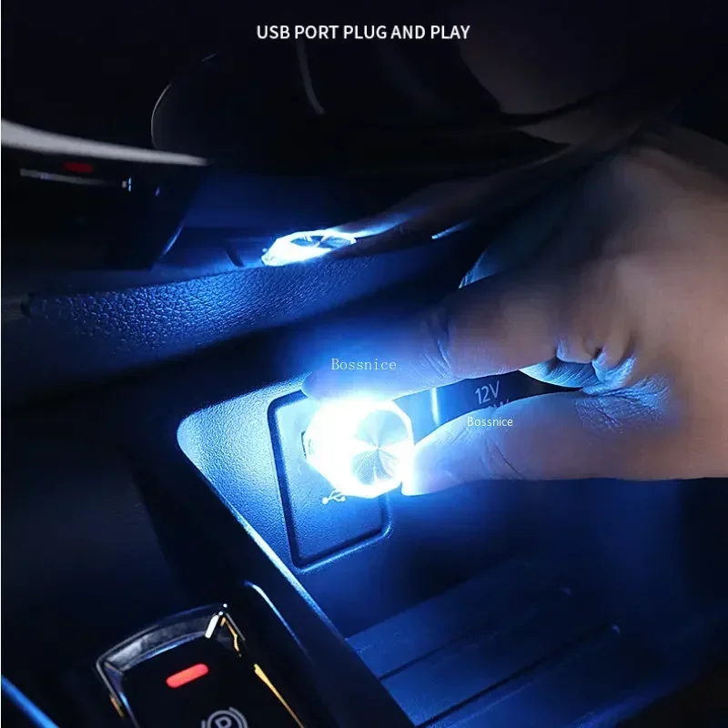 Car Mini USB LED Ambient Light Decorative Atmosphere Lamps for Interior Environment Auto PC Computer Portable Light Plug Play