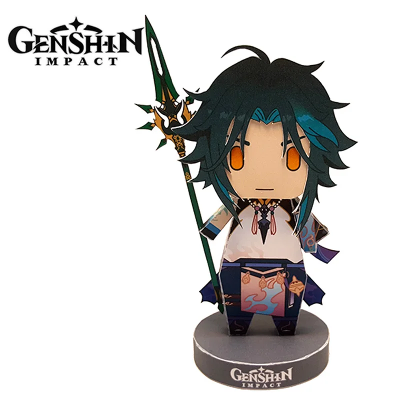 Genshin Impact Xiao Figure Mini 3D Cute Paper Model Anime Papercraft Art Origami DIY Kids Adult Craft Toys PZ-132