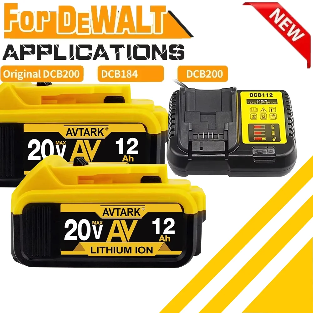 

DCB200 20V Battery Compatible with dewalt power Tools 18V 12Ah rechargeable electric tool Lithium batteries 20V 18Volt 18v 12Ah