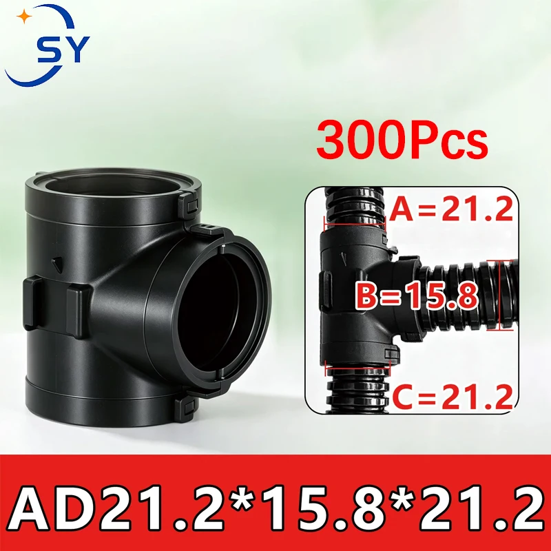 300Pcs PA Nylon Plastic Corrugated Hose T-type Openable Automobile Wiring Harness Buckle Flame Retardant AD21.2-15.8-21.2