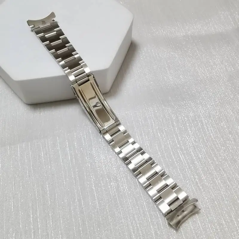 Middle Gold Vintage Stainless Steel 20mm Oyster Curved End Watch Strap Band Bracelet For RLX 16622 116613 14270 116620 16520