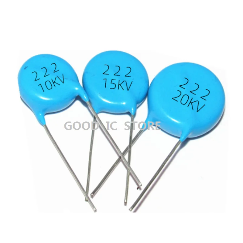 10PCS New original 2.2NF 20KV porcelain dielectric 222 15KV 10KV 6KV 4 3kv 2 1kv 2200pF high-voltage porcelain capacitor blue