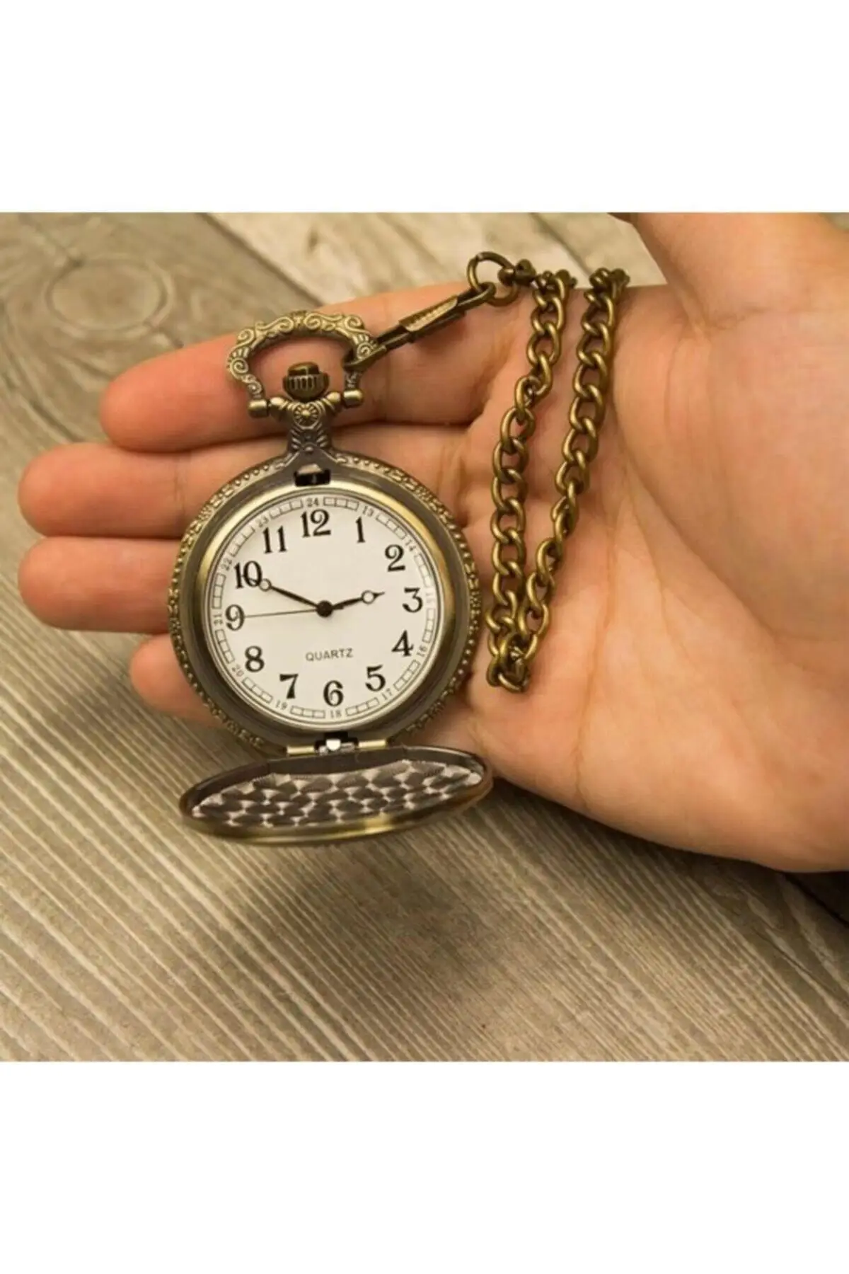 Uras Embossed Train-Themed Köstekli Pocket Watch Vintage Watch Men Women