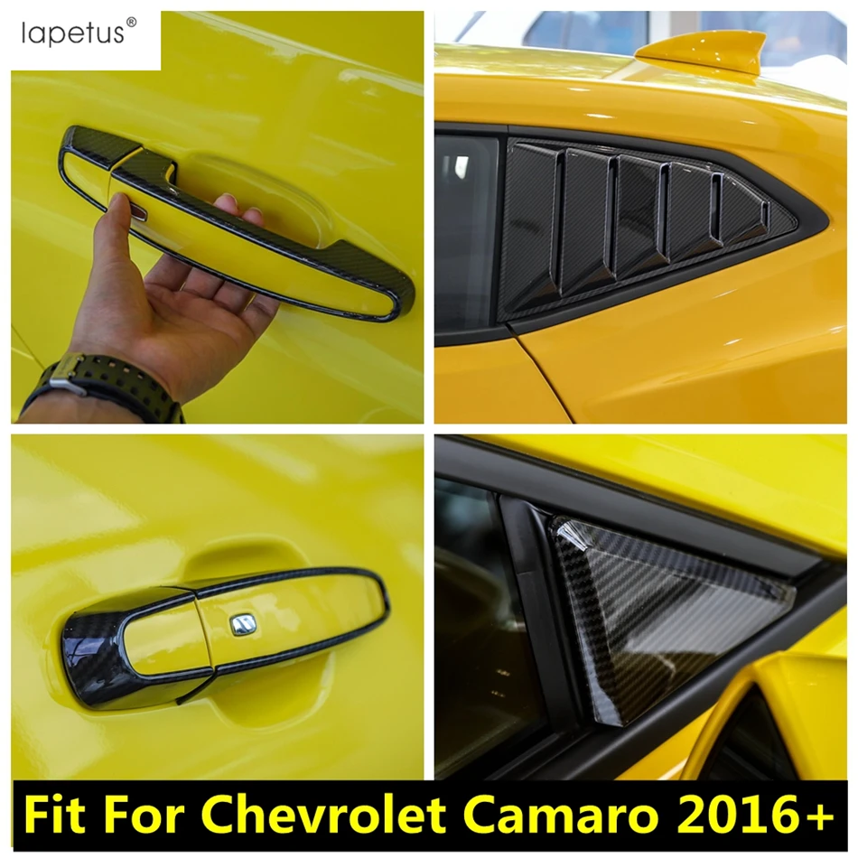 Door Handle / Window Shutter Louver / Pillar A Frame Cover Trim Carbon Fiber Exterior Accessories For Chevrolet Camaro 2016-2020