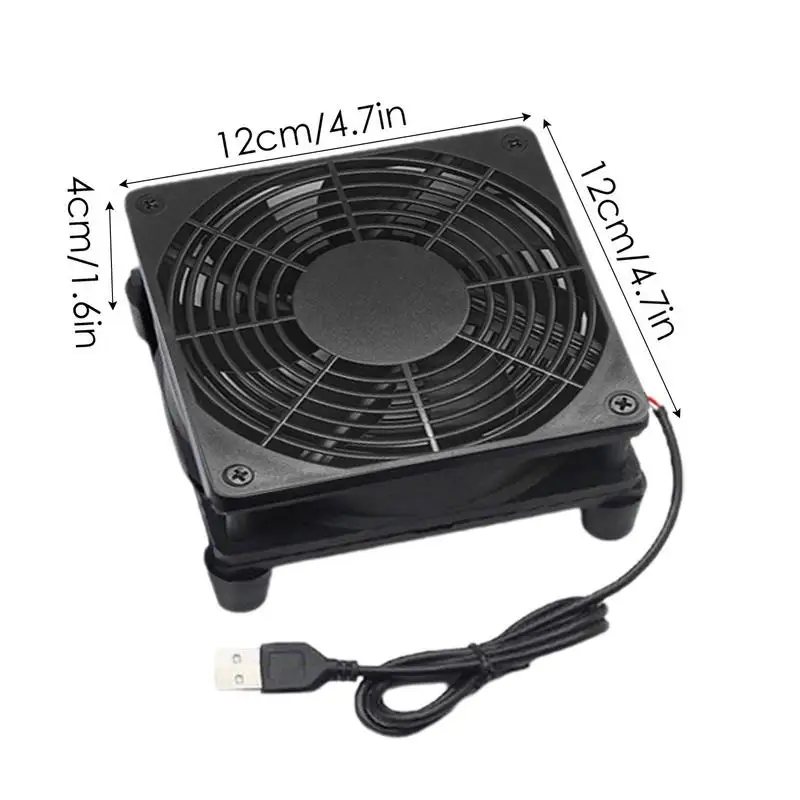 12CM Router Cooling Fan DIY PC Cooler TV Box Wireless Silent Quiet DC 5V USB Power 120mm 240mm Fan W/Screws Protective Net