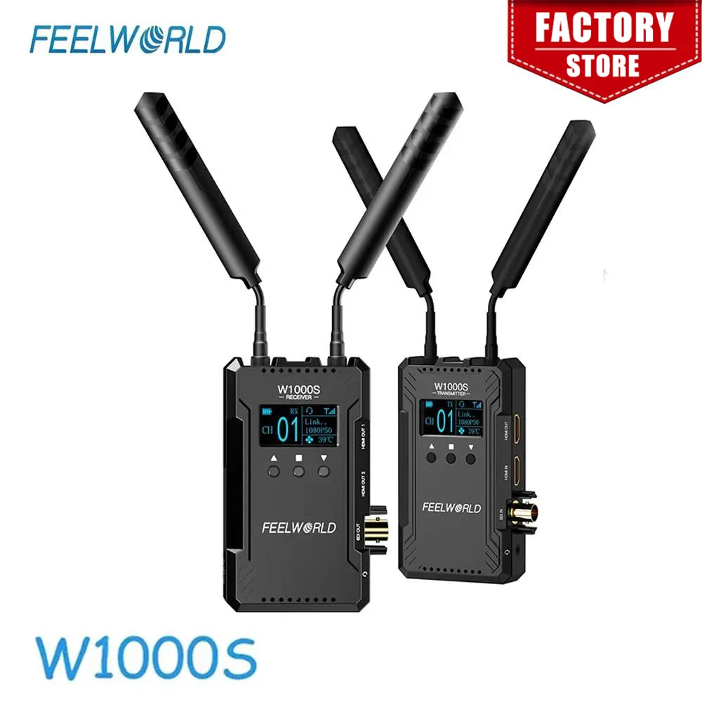 FEELWORLD W1000S Dual HDMI Wireless Video Transmission System Full Duplex Intercom Low-laten Live Streaming Transmitter Receiver