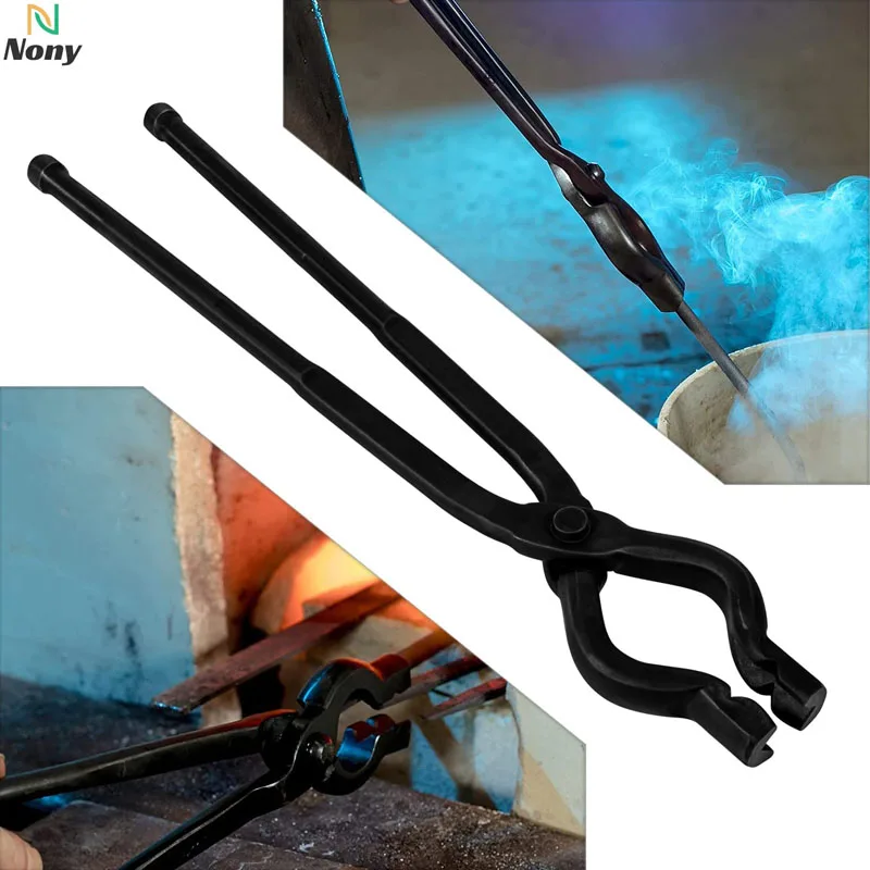 NONY 17 Inch V-Bit Bolt Blacksmith Tongs, Wolf Jaw Tongs Assembled Knife Making Blacksmith Bladesmith Anvil Forge Tongs