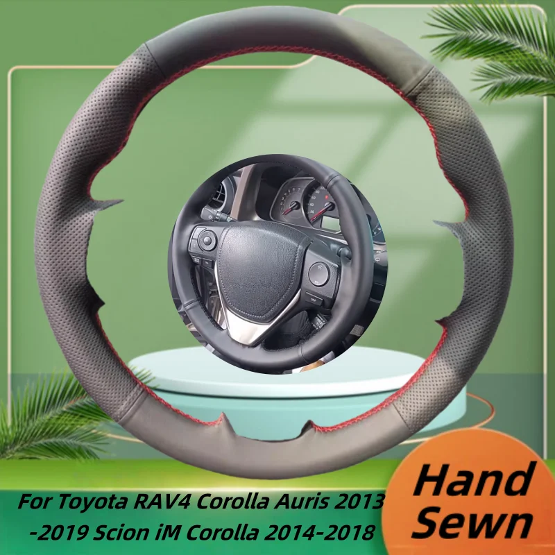 

Car Steering Wheel Cover Hand-Sewn Microfiber Leather For Toyota RAV4 Corolla Auris 2013-2019 Scion IM Corolla 2014-2018