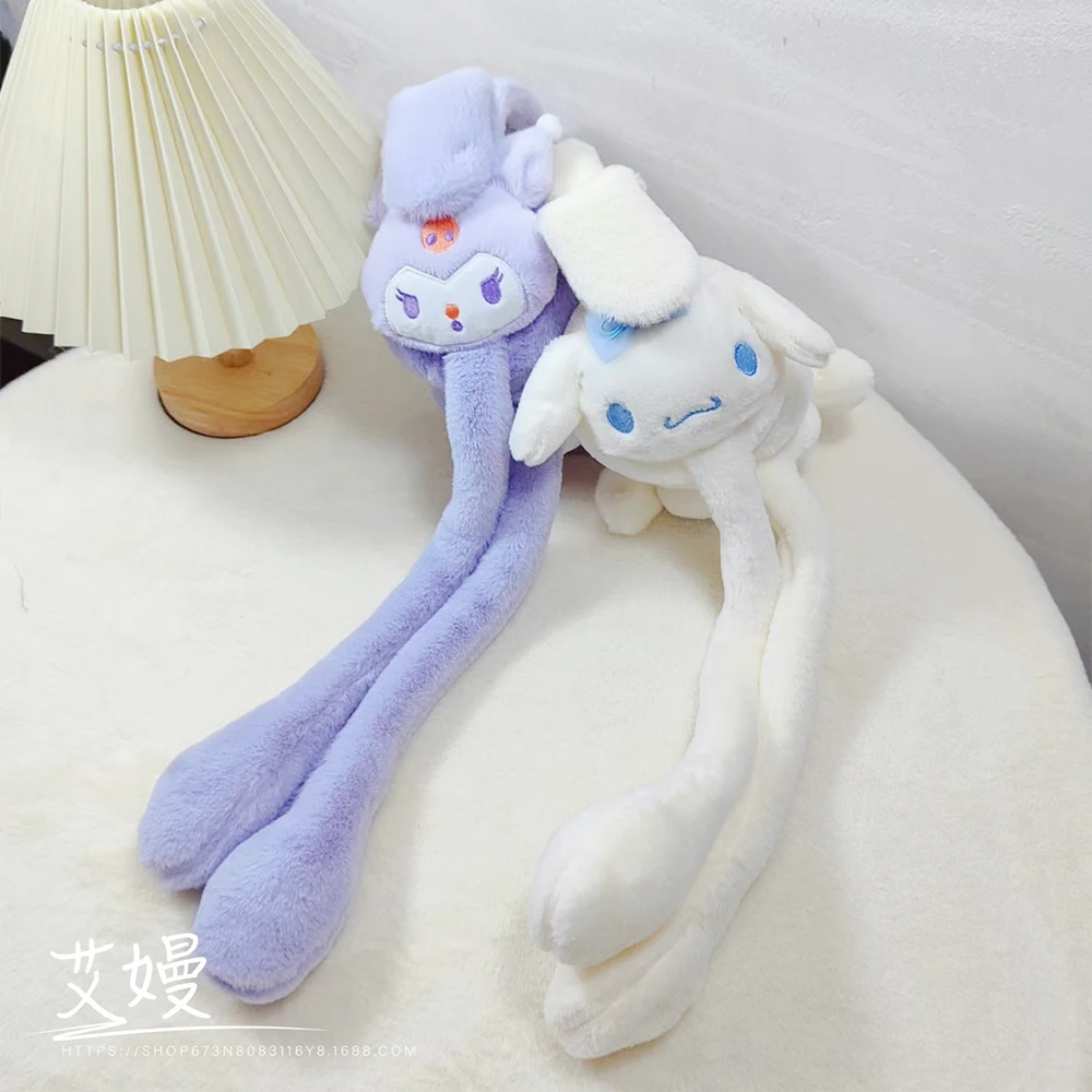 Kawaii Kuromi أفخم غطاء للأذنين سانريو سينامورول آذان تتحرك أنيمي ميلودي الشتاء رشاقته الدافئة لينة لطيف فتاة طالب هدية عيد ميلاد