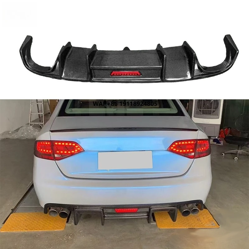 

Non Sline KB Style Carbon Fiber Rear Diffuser with Lamp for A4 B8 Non Sline Upgraded Car Performance Part Rear Bumper Lip