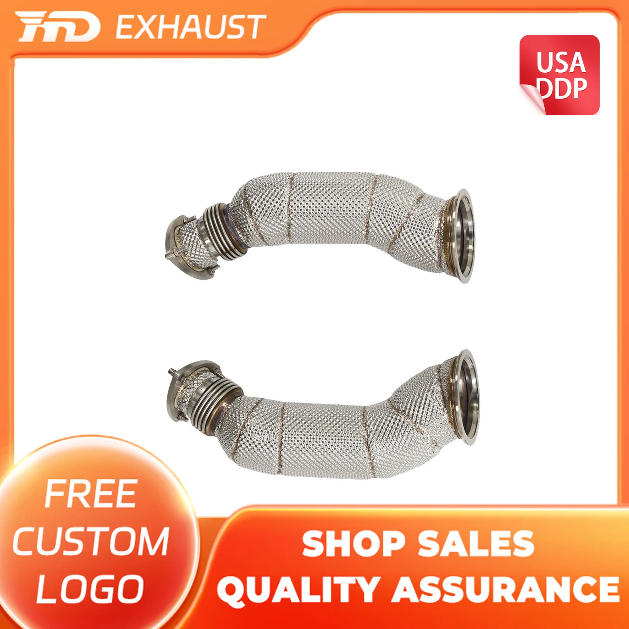 

HMD Hot Sales SS304 Downpipe for Aston Martin DBS DB11 5.2T With Heat Shield Exhaust With Catalytic Car Accessories