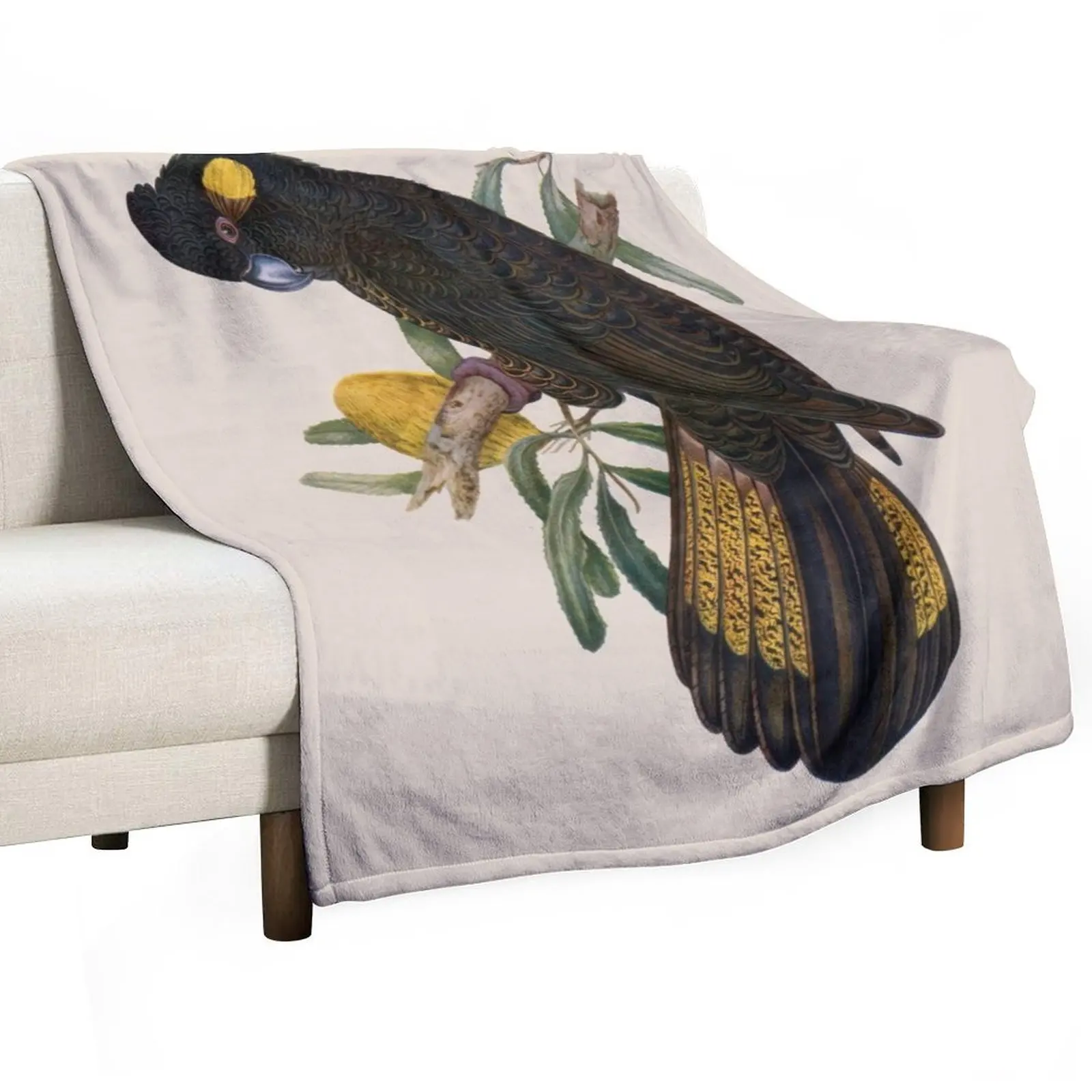 Yellow Tailed Black Cockatoo (Zanda funerea) Throw Blanket halloween warm winter Cute Kid'S Blankets