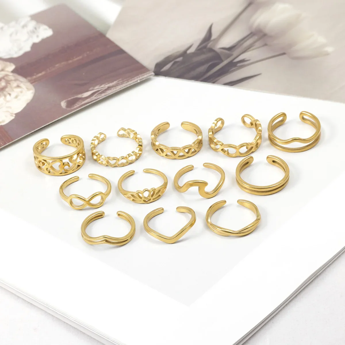 20 stainless steel multi-style foot ring Outdoor beach toe ring opening adjustable size for men and women summer  toe ring