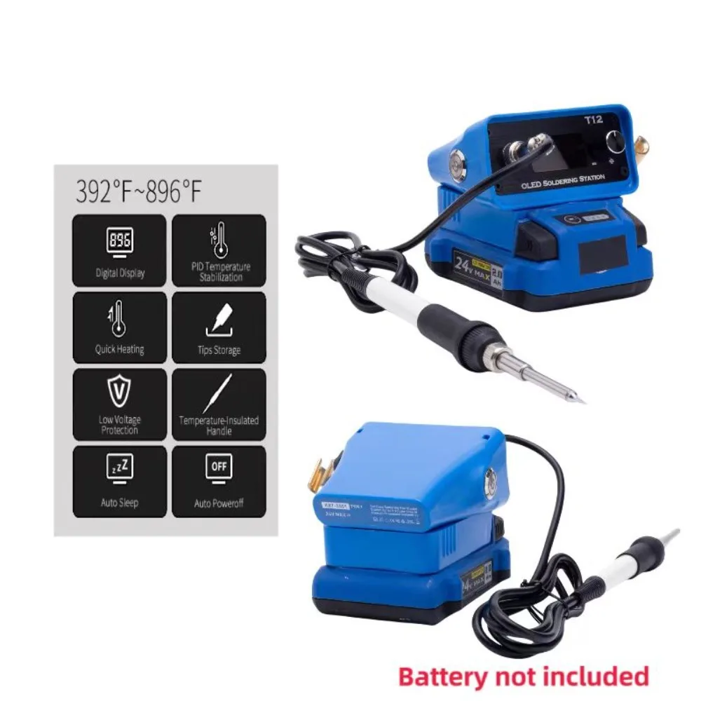 Stazione di saldatura a batteria PER alimentatore batteria al litio Kobalt 24V Kit di strumenti per saldatura per saldatore T12 (batteria non inclusa)