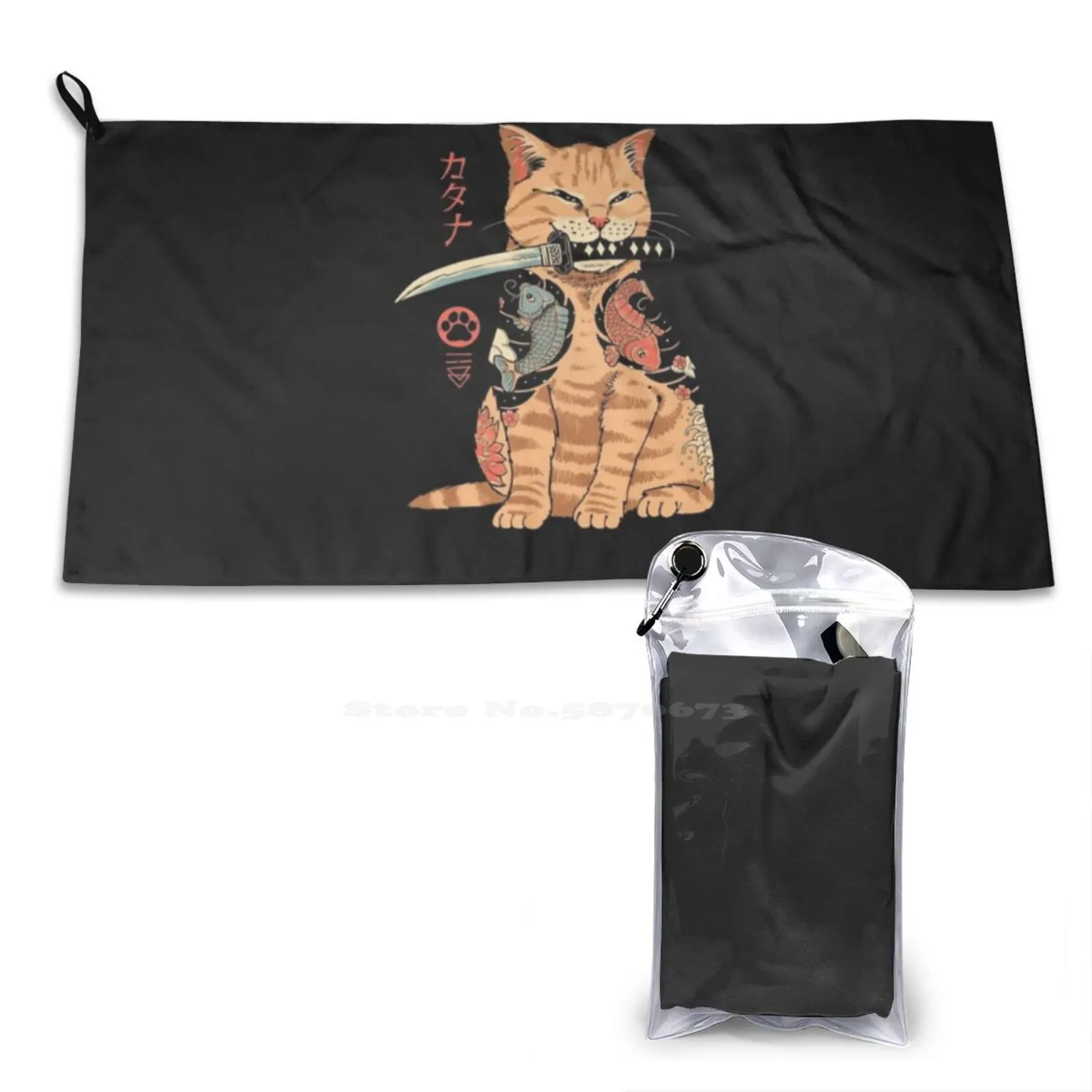 Catana Redefined Soft Towel High Quanlity Sport Washcloth Catana Katana Cats Vincenttrinidadadart Neko Anime Japaneseart Ukiyo