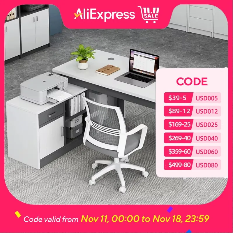 

White Wide Computer Table Office Storage Wood Executive Reading Office Desk Laptop Writing Escritorios De Oficina Furniture