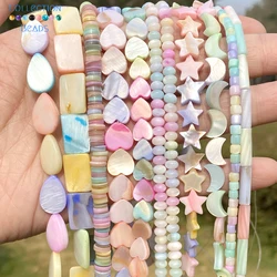 Natural Macaron Colorful Shell Beads Love Heart Tube Star Moon Round Spacer Beads For Jewelry Making DIY Bracelet Handmade