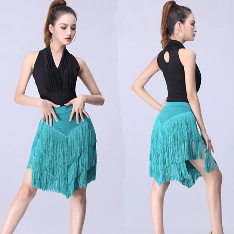 Tassel Latin Dance Wear Cha Cha Samba Rumba Costumes Fringe Latin Dance Skirt Modern dance Practice Skirt
