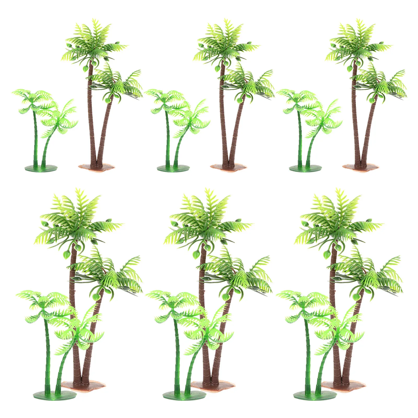 

12 Pcs Coconut Tree Decorations Small Potted Plants Plastic Miniature Birthday Cake Decor Landscape Props Realistic Green Fruit