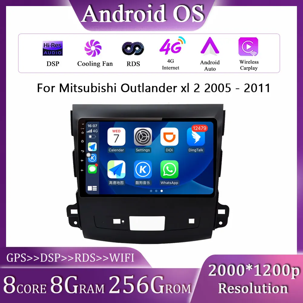 

Android OS Auto Radio for Mitsubishi Outlander xl 2 2005 - 2011 Wireless CarPlay for Citroen C-Crosser WIFI FM 9 inchScreen NO