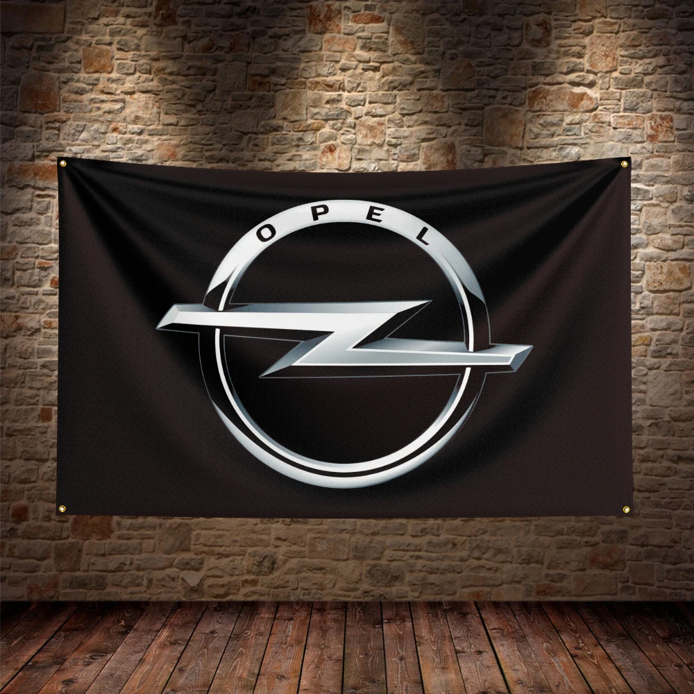 90x150cm Opels Motor Sport Metal Logo Flag Polyester Printed Garage or Outdoor Decoration Banner Tapestry