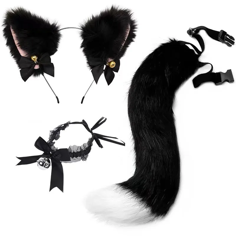 Cosplay Cat Ear Headband Cat Tail Adult Sex Toy Cute Sexy Catgirl Animal Ear Hair Accessories Animal Tail Erotic Accessories Set
