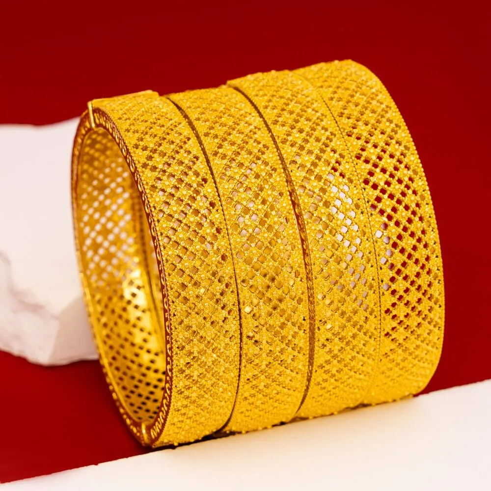 New Design Dubai Gold Color Bangles For Women Indian Middle Eastern Nigerian Wedding Luxury Hand Jewelry Party Gifts