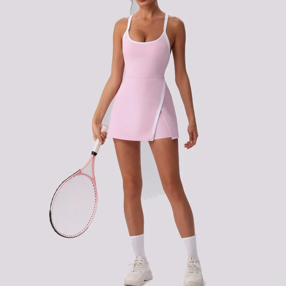 

Slimming Sports One-Piece Tennis Skirt Fitness Anti-Light Walking LinJ Sexy Girl New Style Fashion Set Casual Winter Wear