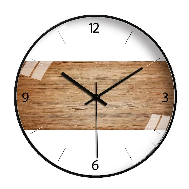 Nordic Mute Simple Modern Wood Grain Wall Clocks Fashion Creative Wood Grain Wall Clock for Living Room Office Wall Decorations