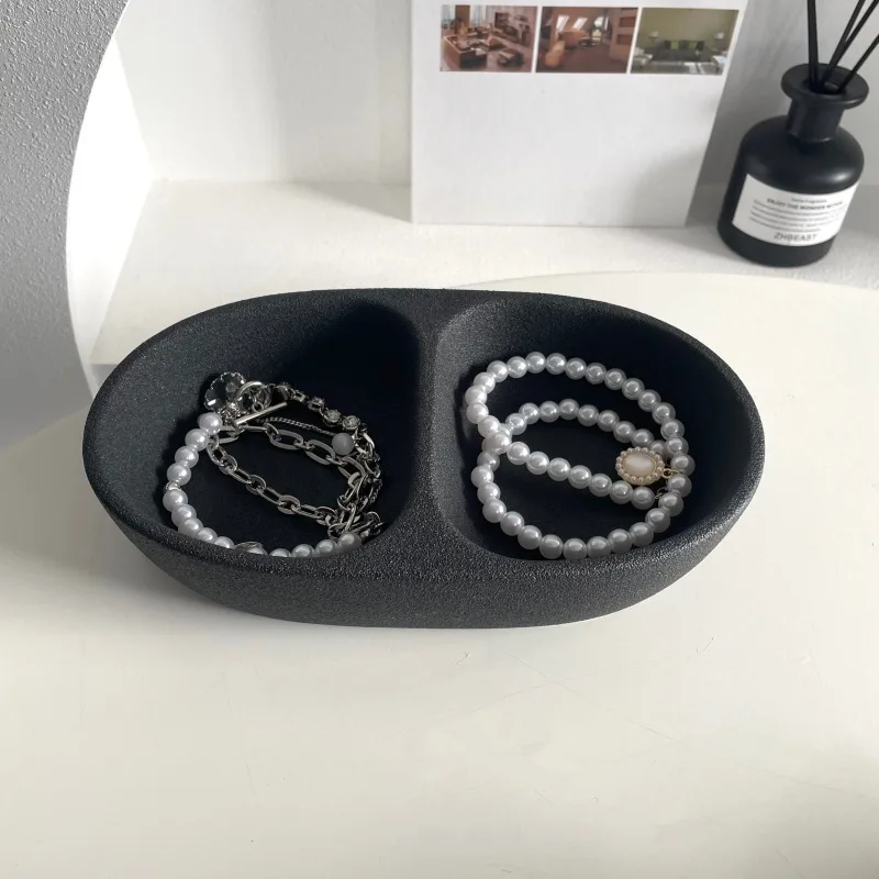 Ceramic Vintage Jewelry Organizer Tray Divided Compartment Earrings Necklace Makeup Keys Entryway Tabletop Decor