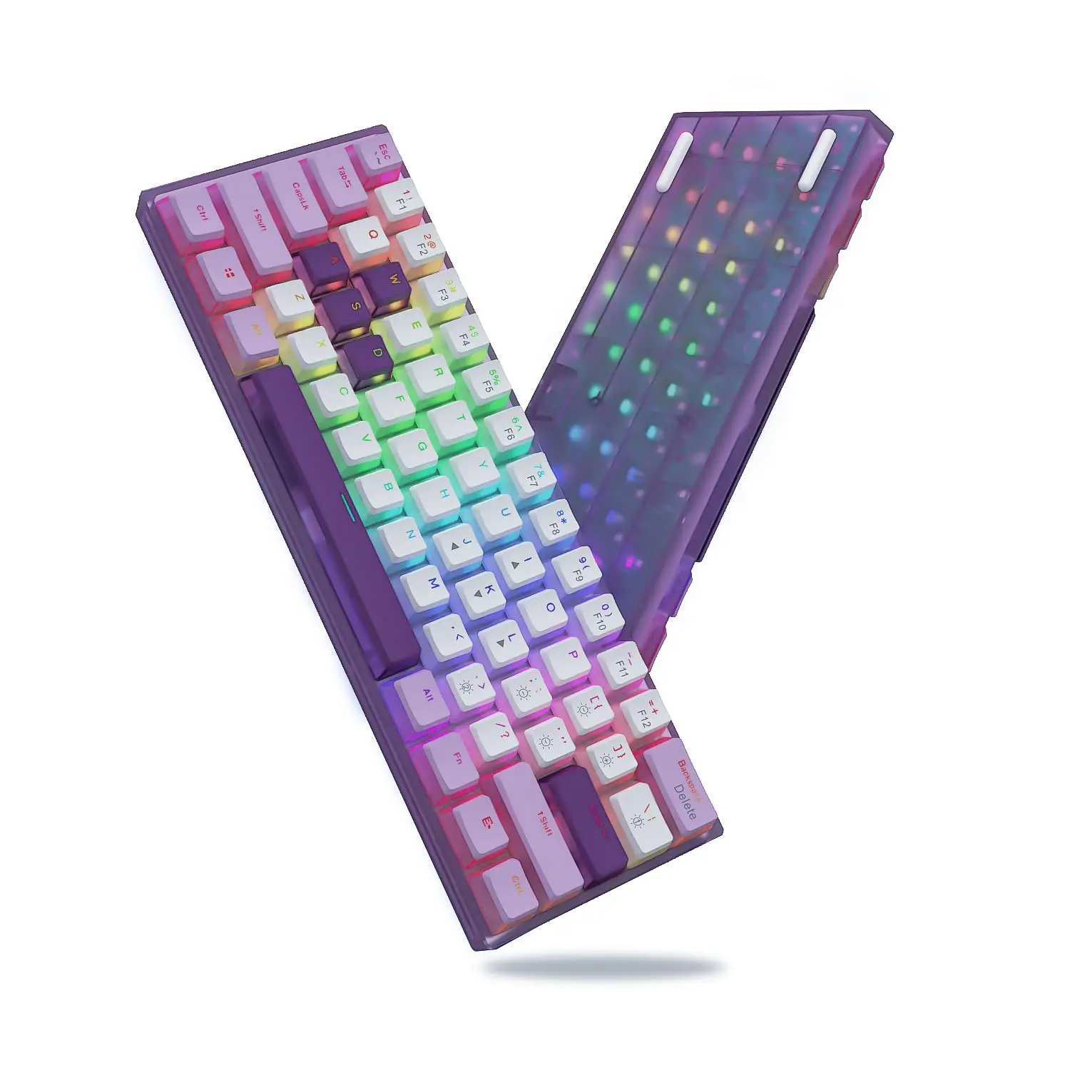 

Womier WK61 Purple 60% Gaming Mechanical Keyboards Hot-Swap Keyboard Ultra-Compact RGB Keyboard Pudding PBT Keycap Crystalline