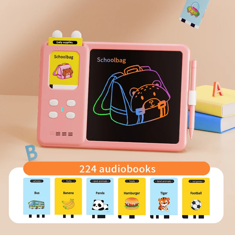 Educational Learning Talk Flash Cards Early Kids English Reading Audio Book Machine LCD Smart Card Writing Drawing Board Toy