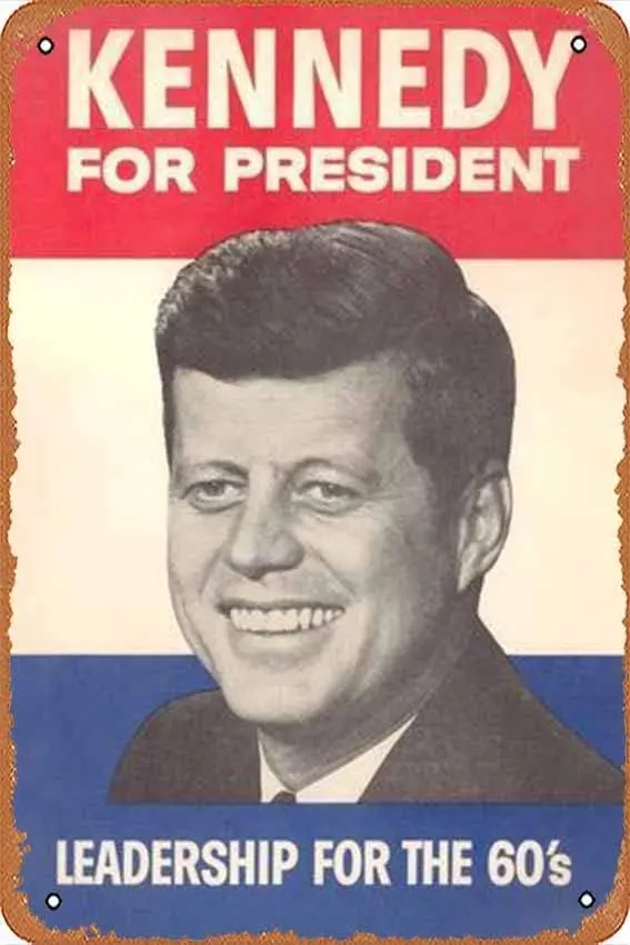 ملصق معدني - مجموعات ملصقات انتخابات Jfk لوحة حائط - لافتة قصدير مقاس 8 × 12