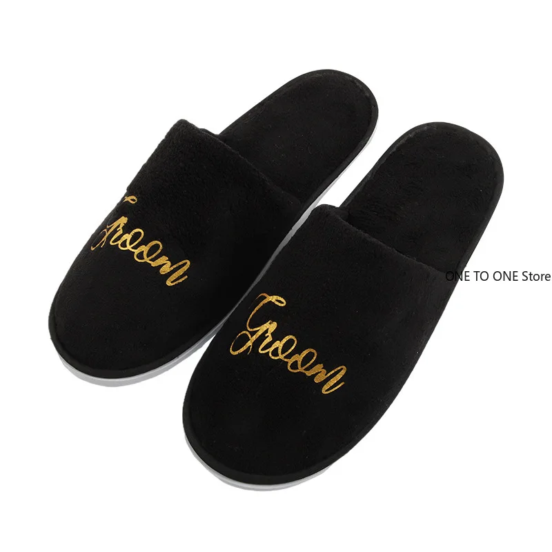 wholesale Bride & Bridesmaid Wedding Party Guests Home Slip On Shoes Bridal Party Slippers Open-toe With Golden Mint Black White